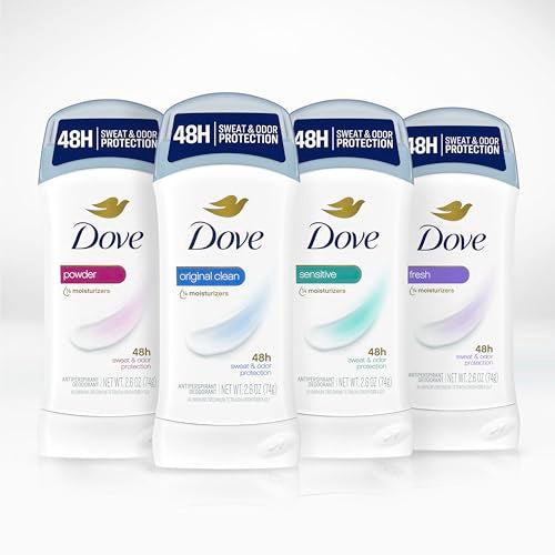 Dove Invisible Solid Antiperspirant Deodorant Stick for Women, Powder, For All Day Underarm Sweat & Odor Protection 2.6 oz 2 Count