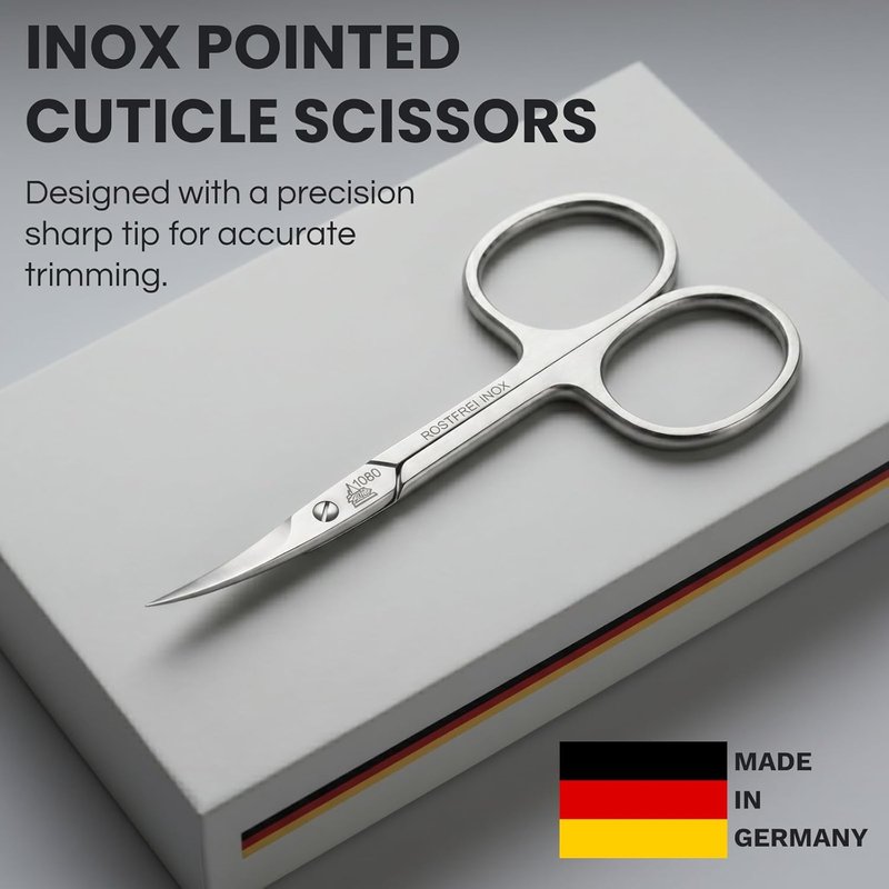 INOX Stainless Steel Cuticle Scissors - German Precision Cuticle Remover | Ergonomic Design
