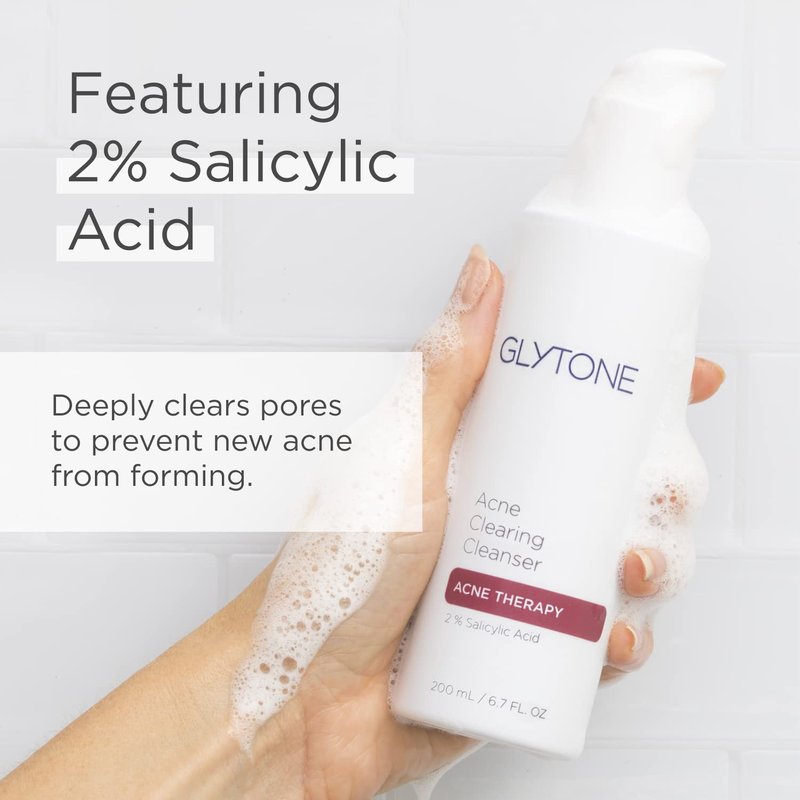 Glytone Acne Clearing Cleanser - 2% Salicylic Acid Face Wash for Oily Skin | 6.7 fl oz
