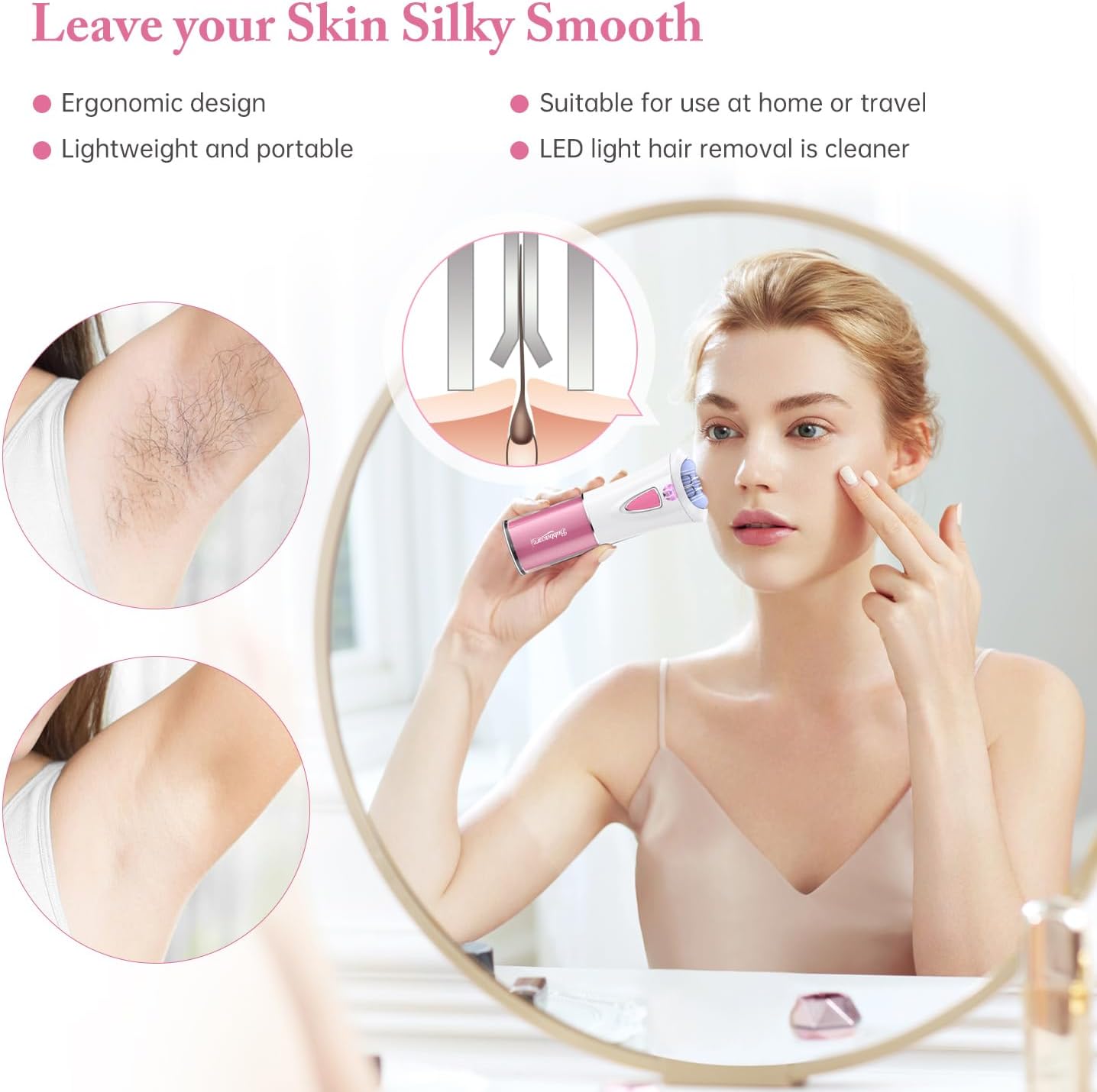 Facial Epilator - Smooth Glide Hair Remover for Women | Face, Bikini, Legs & Arms