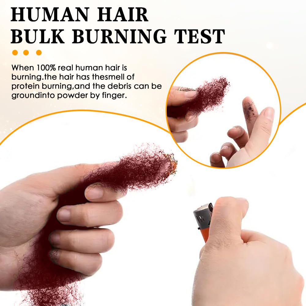 Burgundy Afro Kinkys Bulk Human Hair for Dreadlocks Extensions and Locs Repair 1 Pack 50 Gram 99J Afro Kinky Curly Human Hair Bulk for Twist (99J, 12 Inch)