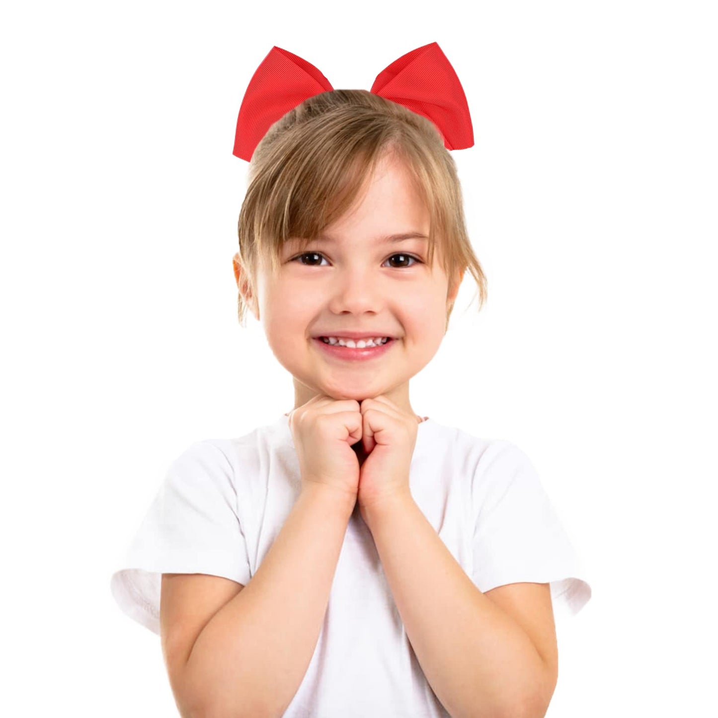 40 Pieces 8" Large Cheer Bows Ponytail Holder Elastic Hair Ties Grosgrain Ribbon Hair Accessories for Cheerleading Girls School College Sports (Red)