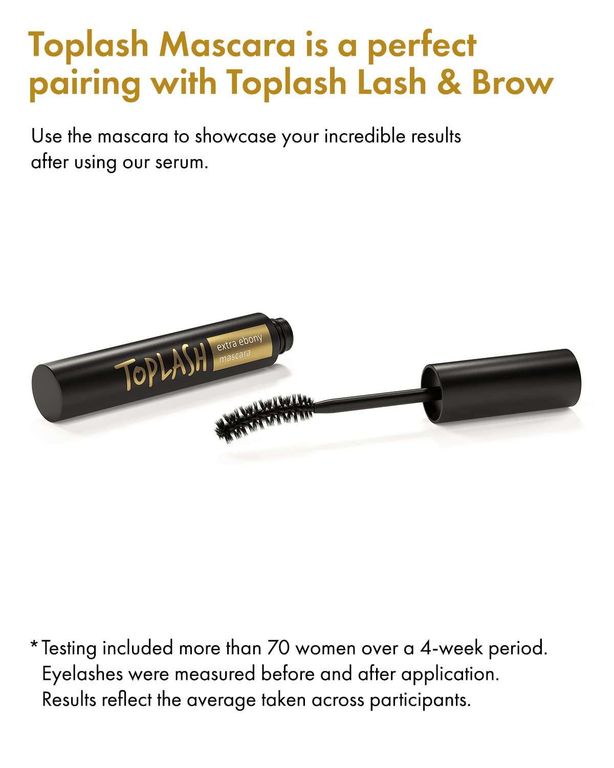 Toplash Extra Ebony Mascara - Keratin & Vitamin E Infused for Lush Lashes | Long-Lasting Volume