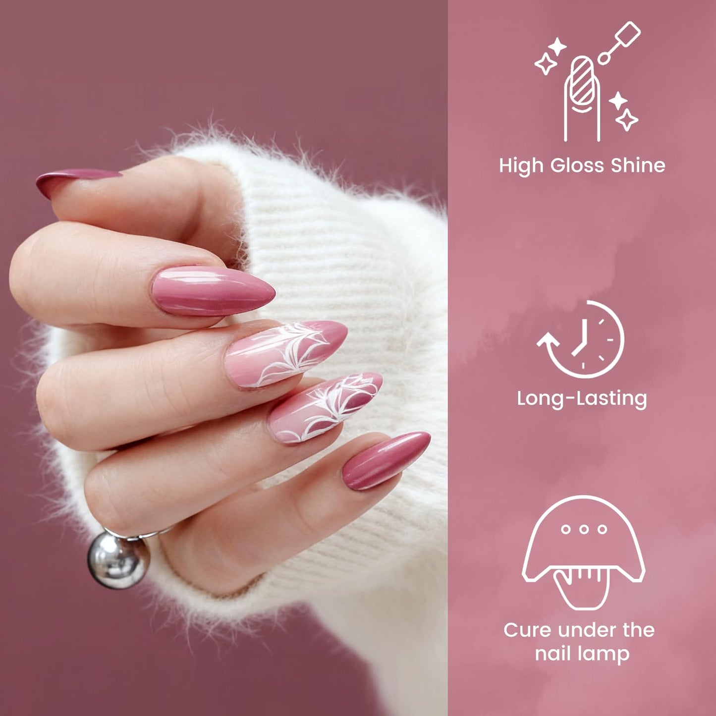 phoenixy 30 PCS Gel Nail Polish, 24 Colors Soak Off Gel Nail Polish Set Pink Blue with Base Matte Glossy Glitter Top Coat Home Manicure Art Beginners Gift for Women