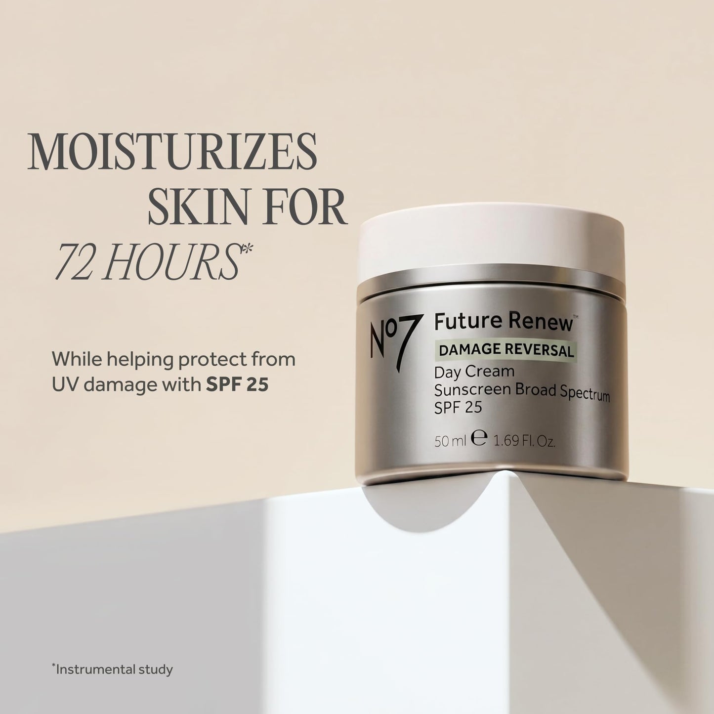 No7 Future Renew Damage Reversal Face Cream with SPF 25 - Anti Aging Face Moisturizer with Skin Firming Benefits - Formulated with Peptide Technology to Protect, Repair & Intensely Hydrate (1.69 Oz)
