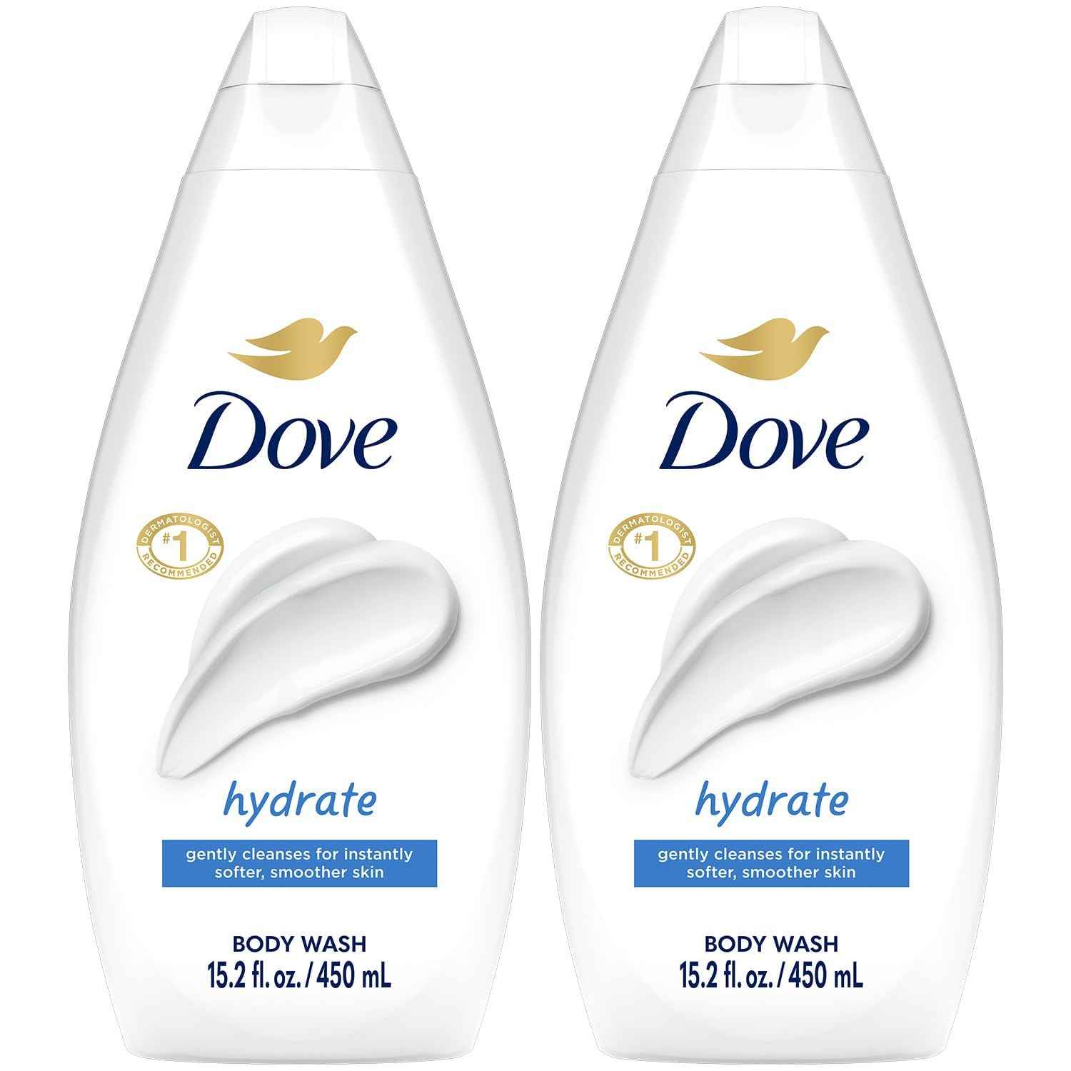 Dove Body Wash, Hydrate 2-Pack – Moisturizing Cleanser for Smooth, Soft Skin, 15.2 Oz Ea