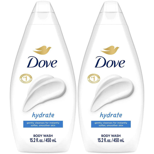 Dove Body Wash, Hydrate 2-Pack – Moisturizing Cleanser for Smooth, Soft Skin, 15.2 Oz Ea