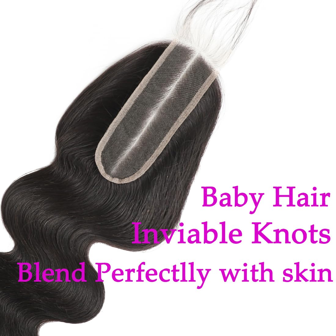 2x6 Human Hair HD Transparent Lace Closure - Body Wave, 16-Inch, Natural Black, Glueless, Pre-Plucked