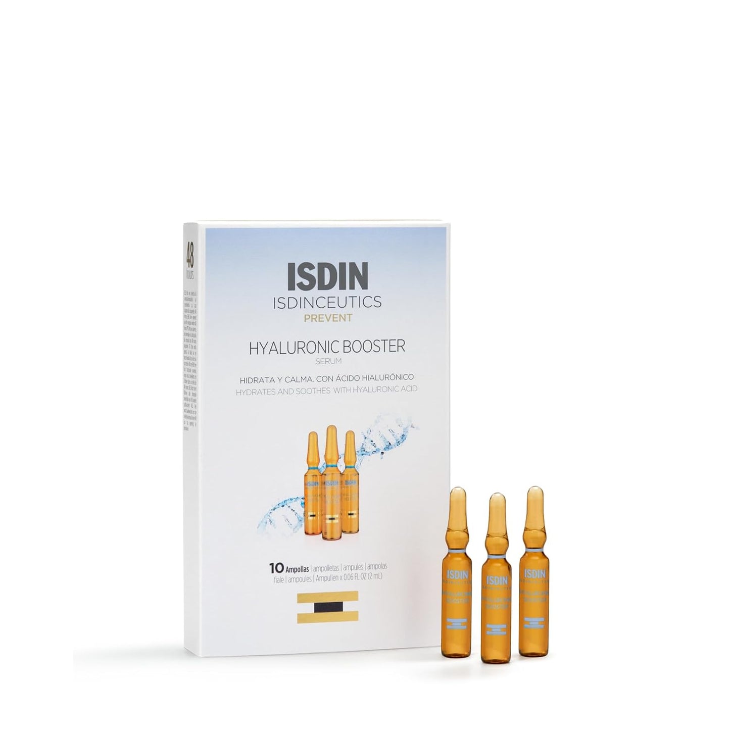 ISDIN Hyaluronic Booster Serum - Deep Hydration Ampoules with Peptides | 10 x 2ml