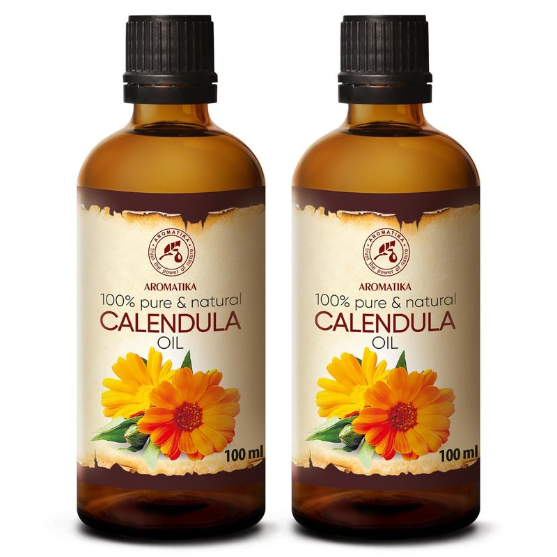 Calendula Oil Set - 100% Pure & Natural Marigold Oil - Infused Almond Oil - 6.8 Fl Oz Total