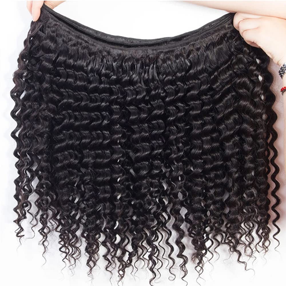 Cklikeb Human Hair Bundles T1B/30# Color Deep Wave Bundles Human Hair Unprocessed Brazilian Virgin 12 14 16 Inch 3 Bundles Quick Weave Human Hair Extensions 300g (T1B/30 Deep Wave, 12 14 16)