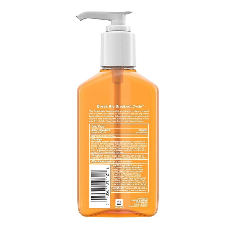 Neutrogena Oil-Free Acne Wash, Acne Fighting Facial Cleanser with Salicylic Acid Medicine, Acne Treatment for Face, Non-Comedogenic, Residue-Free, 9.1 fl oz Pump Bottles, 3 Pack