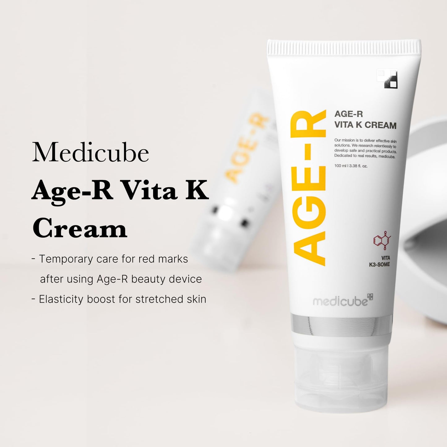 medicube Age-R VITA K Cream for Skin Care Devices - Elastisty Boost for Stretched Skin - Special Ingredients Targeting Redness - Hypoallergenic - Korean Skin Care