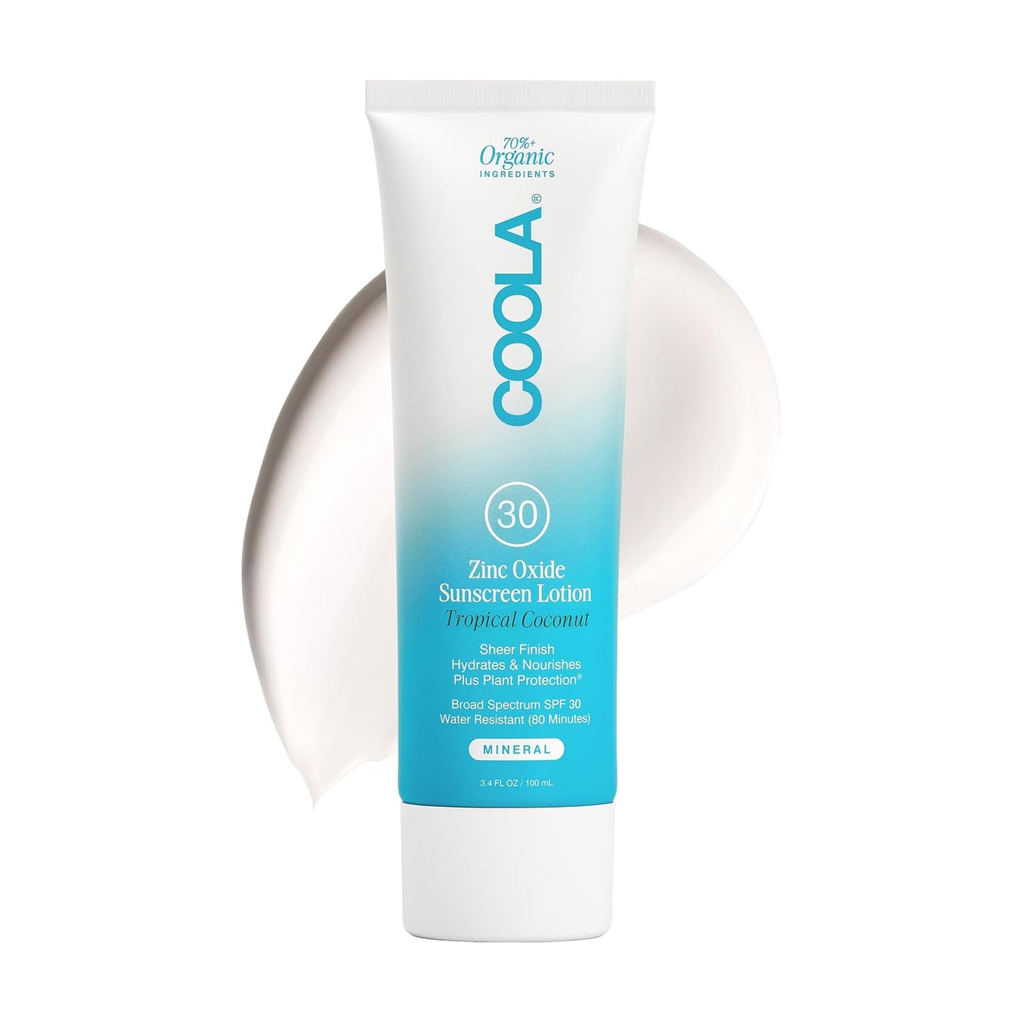 COOLA Organic Mineral Sunscreen - Broad Spectrum SPF 30 Body Lotion | Tropical Coconut Scent for Daily Skin Protection