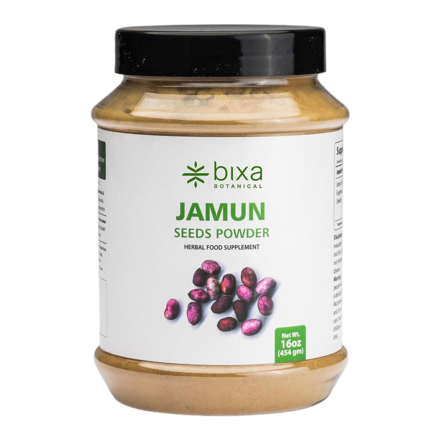 bixa BOTANICAL Jamun Seed Powder | Eugenia Jambolana |1 Pound / 16 OZ | Ayurvedic Herbal Supplement| Gluten Free, Non-GMO, Steam Treated, Vegan, 100% Pure