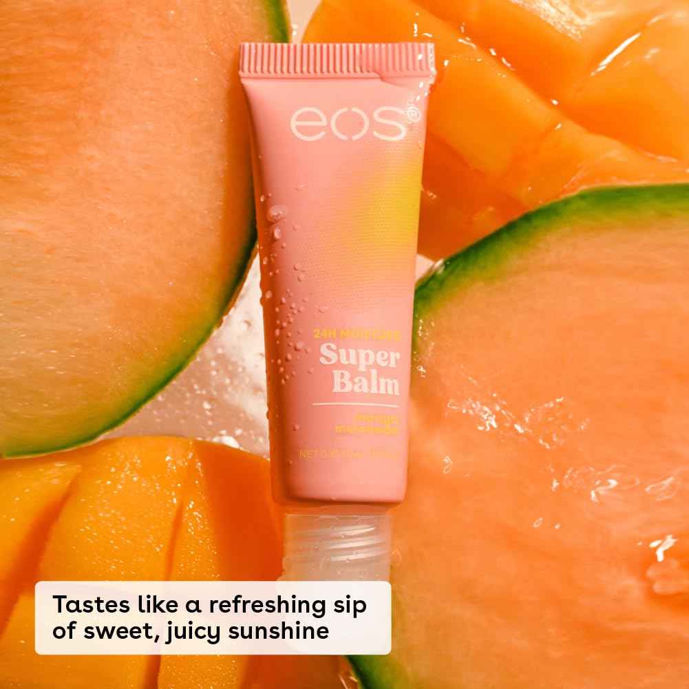 eos The Hero Lip Repair, Extra Dry Lip Treatment, 24HR Moisture, Natural Strawberry Extract, 0.35 fl oz, 2-Pack & 24H Moisture Super Balm- Watermelon Frosé & Mango Melonade, Lip Mask