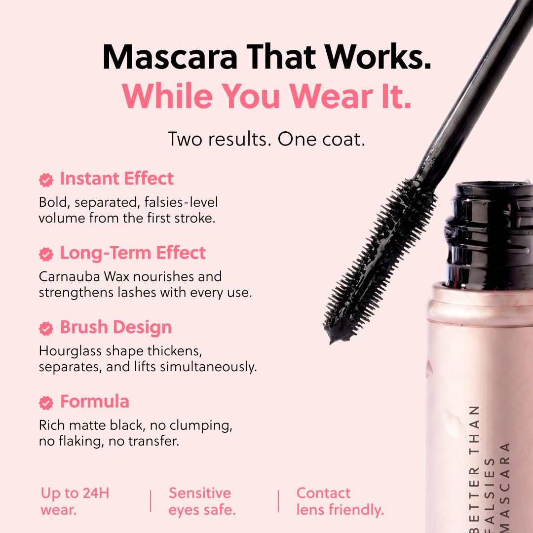 Nourishing Mascara | Growth & Strengthening Formula for Thicker, Healthier Lashes - Volumizing Black Treatment
