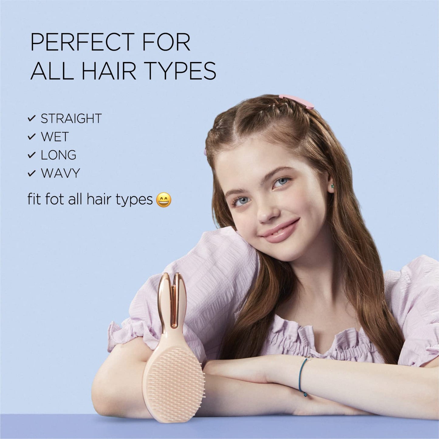 Mellotory, Tangle Rabbit Brush (Rose Gold-Hard Bristles), Gentle Touch Detangler Hair Brush for Men Women & Kids. Wet & Dry Hair. Scalp Massager Brush, Detangling Brush for Adult & Kids Hair