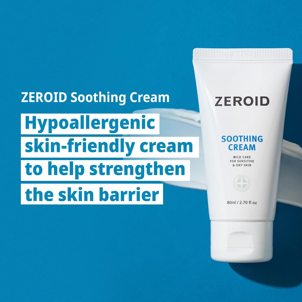 ZEROID Soothing Cream - Face Moisturizer for Sensitive Skin | Skin Barrier Repair | 2.7 fl oz (80ml)