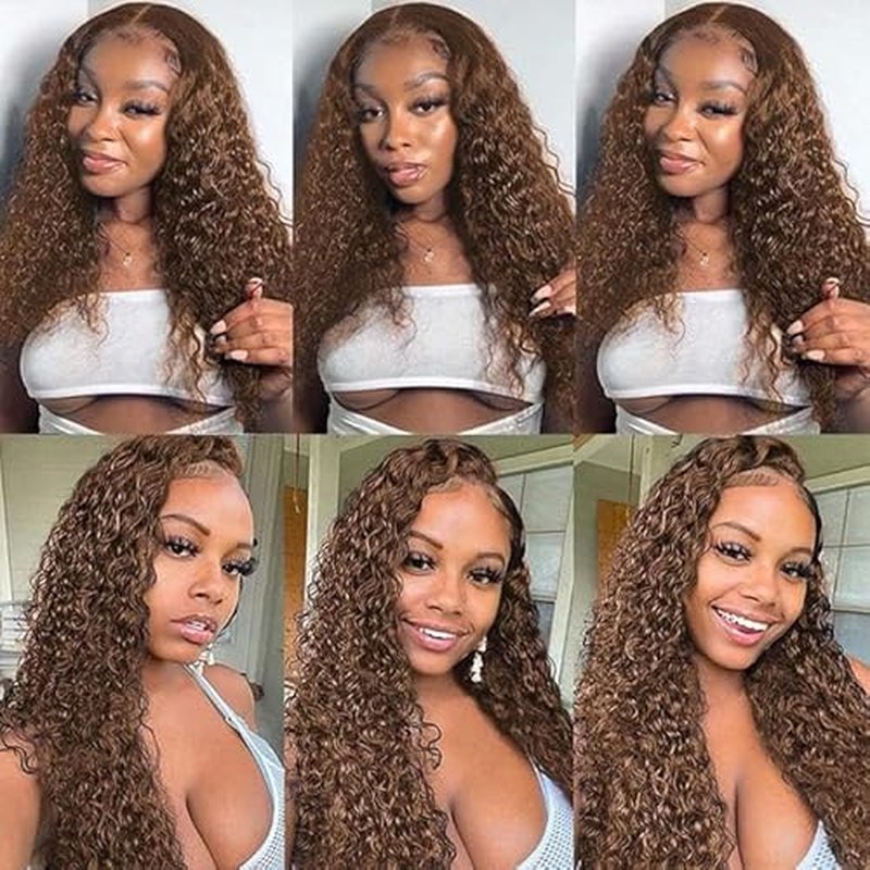 Brown Bundles Human Hair Color 4 Water Wave Bundles 24 26 28 Inch Niegmeag Double Weft Dark Brown Wet and Wavy Bundle Hair Weave Brazilian Virgin Remy Hair Extensions
