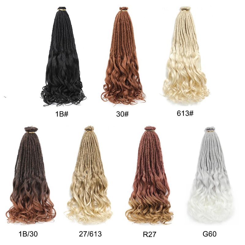 BUFENGSUN French Curly Dreadlocks Synthetic Single Ended Dreadlock Extension with Loose Wave Ends 24inches 50 Strands Thin Soft French Curly SE Dread Extensions for Women (27/613,50 strands)