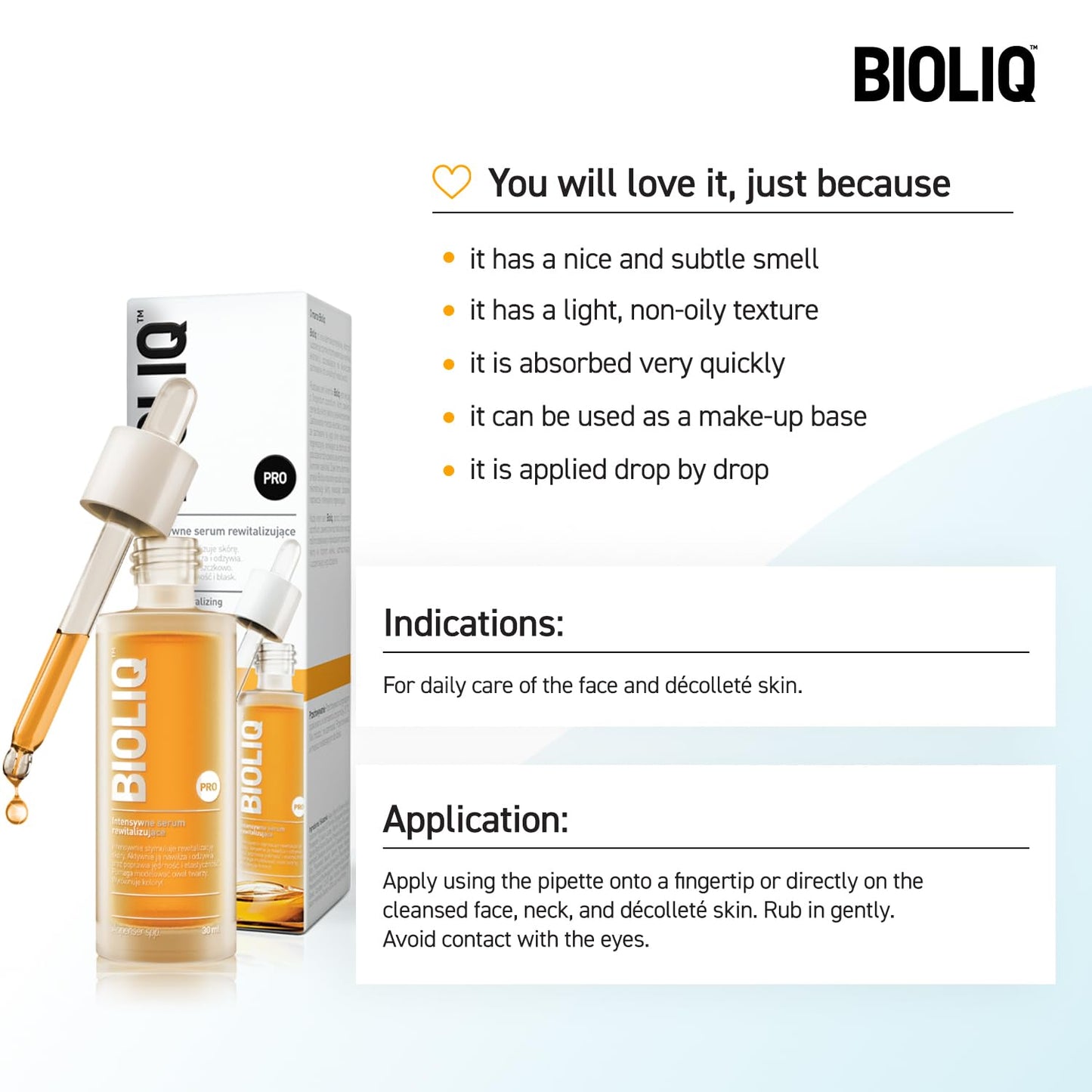 Bioliq - Pro Intensive Revitalizing Serum - with Caviar Extract, Anti-Wrinkle and Firming, Skin Rejuvenation, Moisturizing and Brightening - 30ml