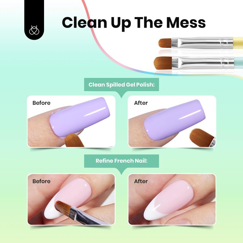 Beetles Pearl Gel Nail Polish, 6 Colors Shimmer Pearl White Pink Purple Mermaid with Beetles Nail Art Brushes Cleaning Brush 2 PCS Nail Clean Up Brush