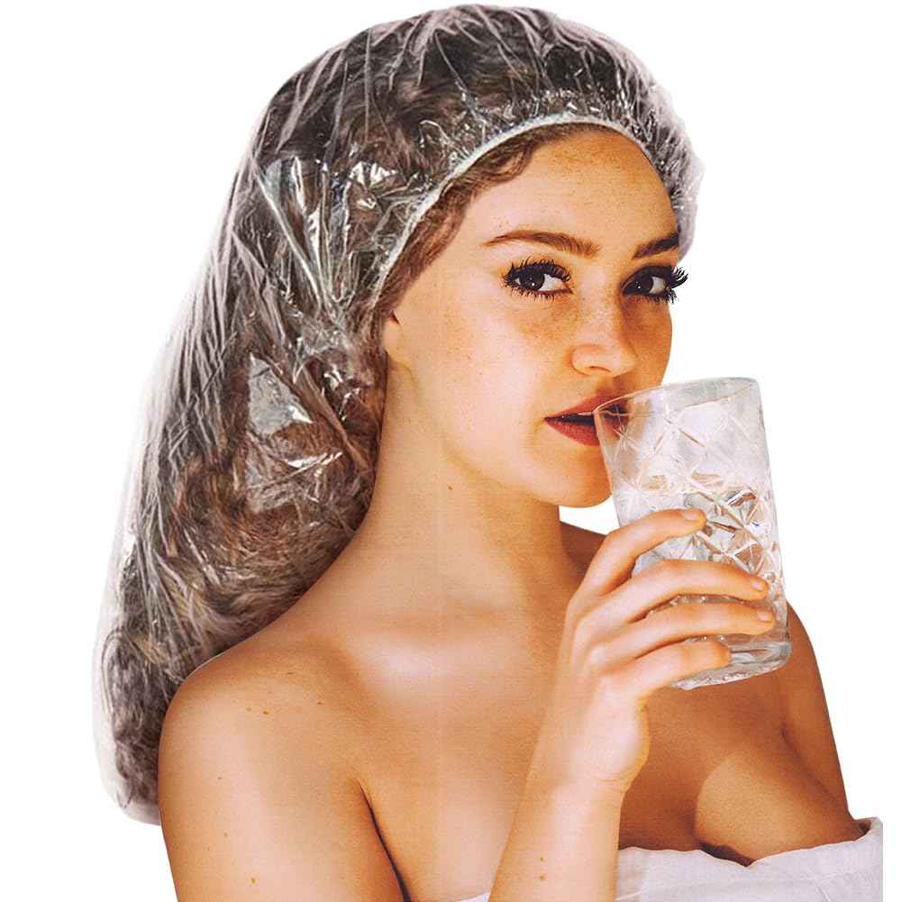 Sent Hair Super Big XXLarge Shower Cap 10 pcs Disposable Plastic Bath Cap Waterproof Dustproof Spa Shower Cap Bathing Hair Caps for Women, Travel, Home Use, Hair Salon