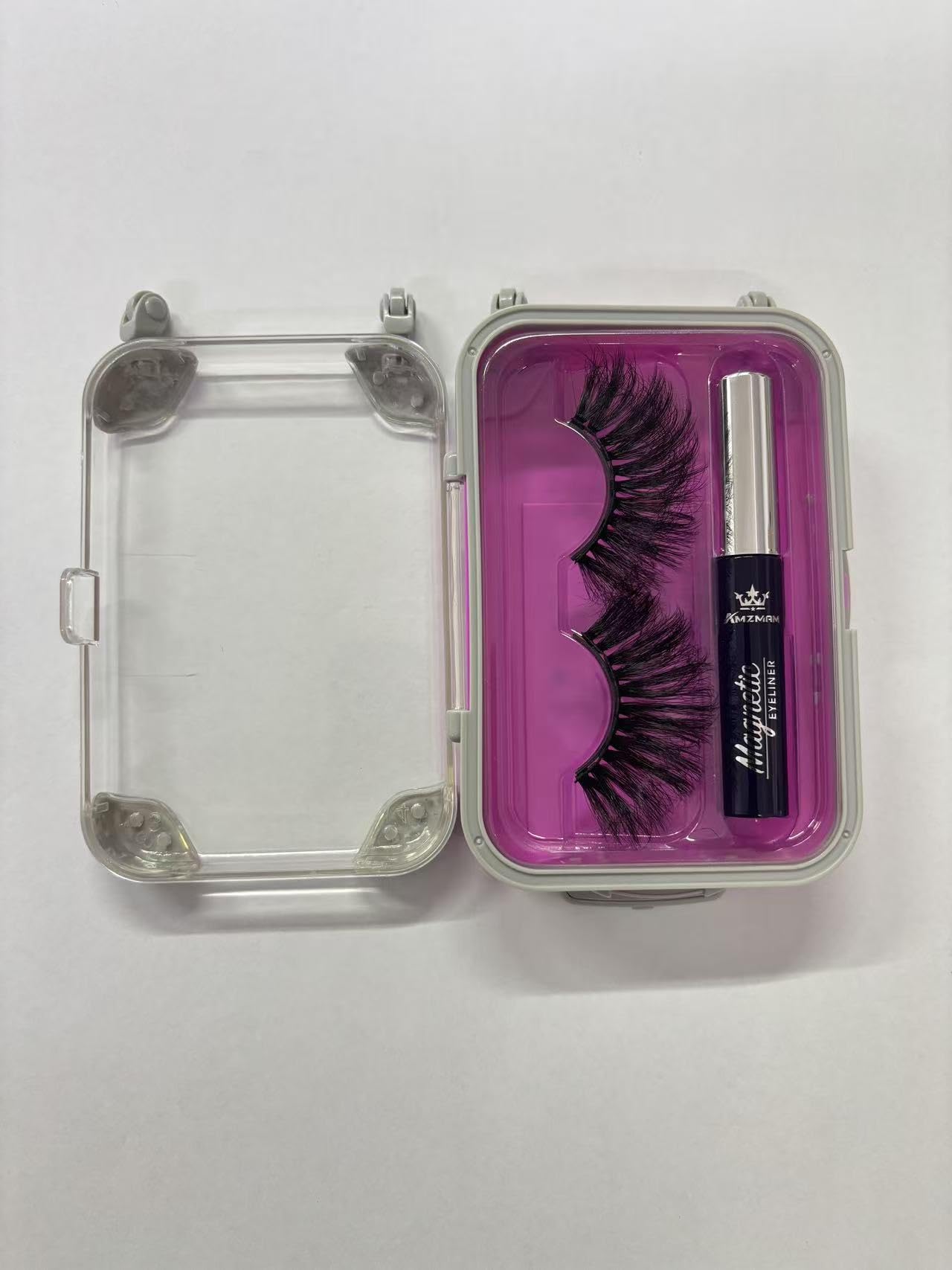 Amzmam Magnetic Eyelashes Natural Look,Magnetic Eyelashes and Eyeliner Kit,Natural Magnetic Lashes,Waterproof, Long Lasting, Easy Apply. (Black-8)