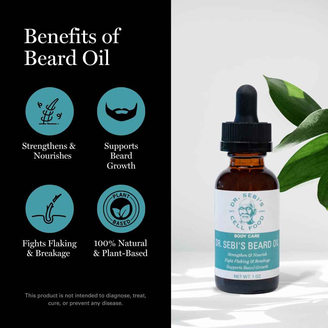 Beard Oil for Men with Batana Oil - Strengthens, Moisturizes & Supports Natural Beard Growth - Dr. Sebi Beard Conditioner for Grooming with Argan, Jojoba & Grapeseed & Oils - 1 fl oz