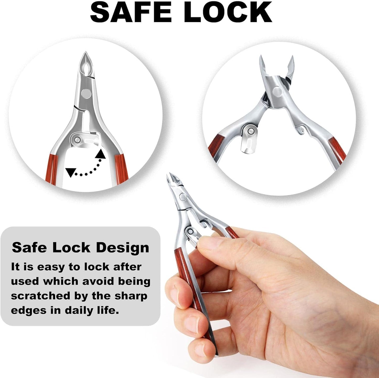 Professional Cuticle Nippers - Luxurious Wooden Handle Cuticle Trimmer | Stainless Steel for Manicure & Pedicure