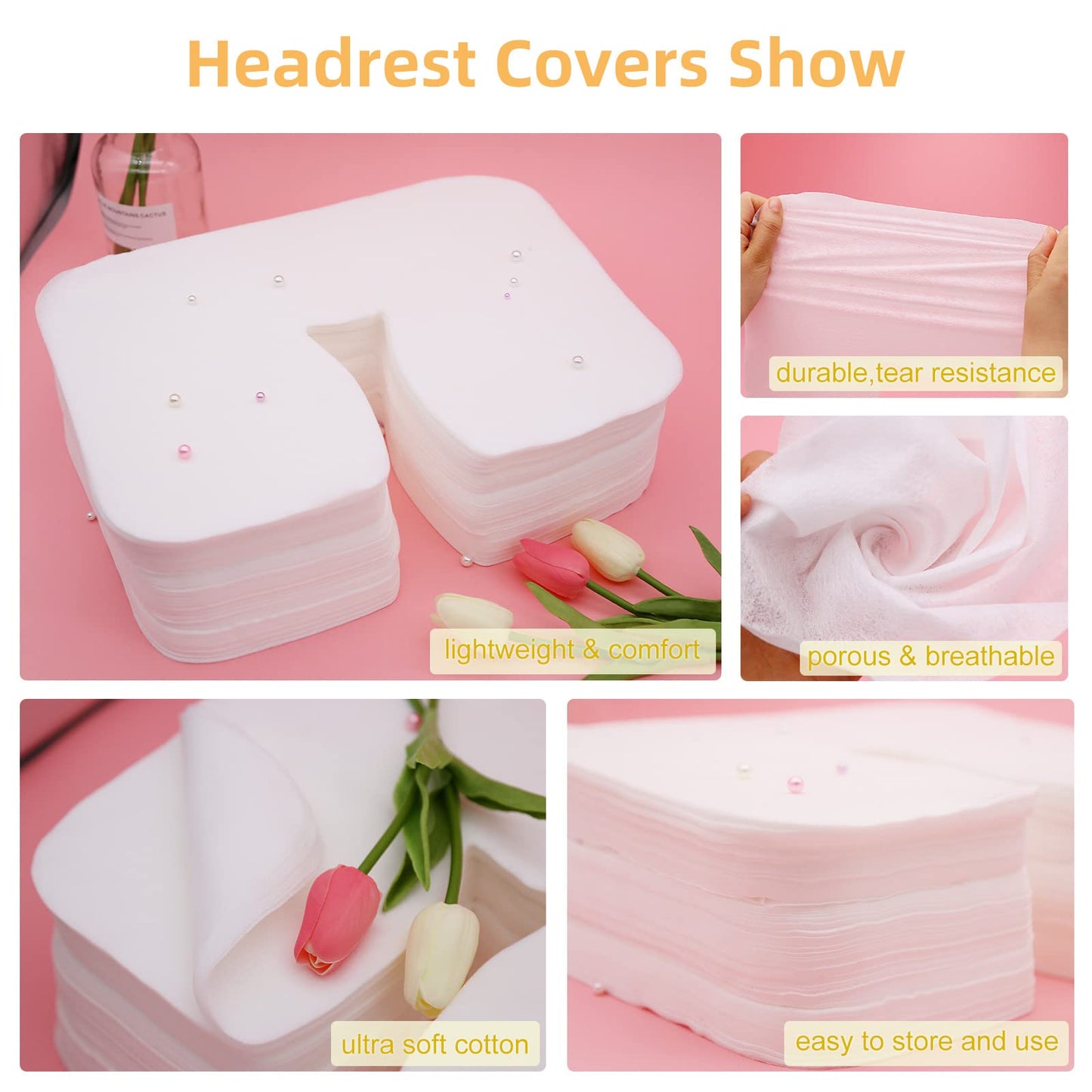Rngwaper 300 Count Disposable Face Cradle Covers Non-Sticking Ultra Soft Medical-Grade SPA Massage Face Covers Disposable Massage Headrest Covers for Massage Tables & Massage Chairs 14.2"x 10.6"