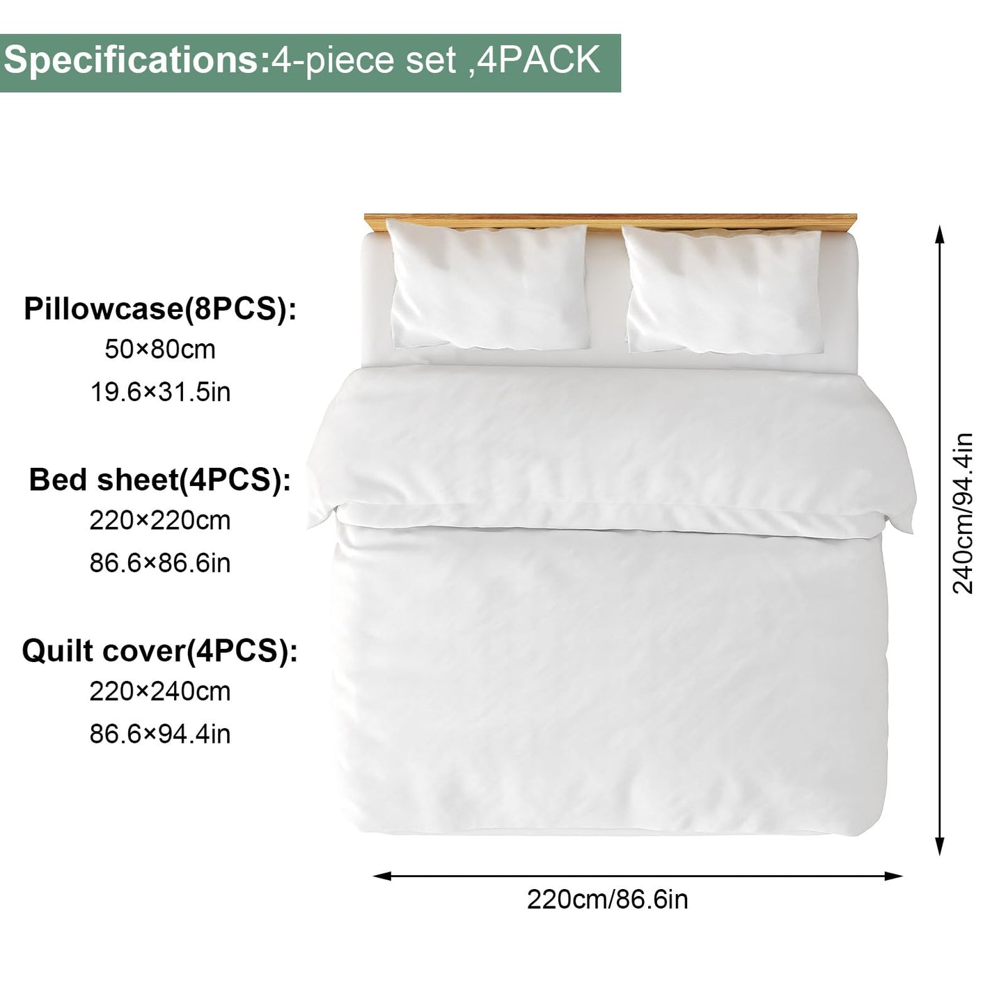 Breenhill 4 Pack Disposable Bed Sheets - Queen Size with Quilt Cover and Pillowcase, Travel Essentials for Hotel, Cruise