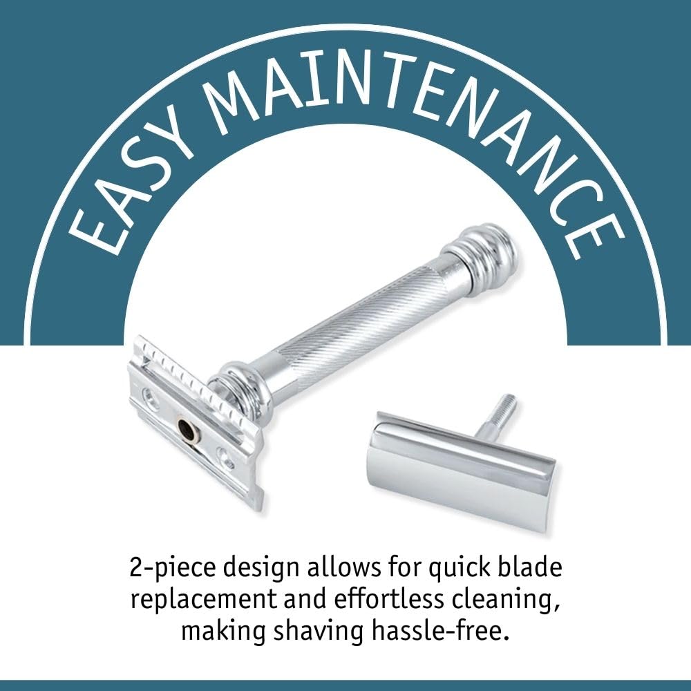 Merkur 38C Double Edge Safety Razor | Chrome Finish, Extra Large Grip, Eco-Friendly Design