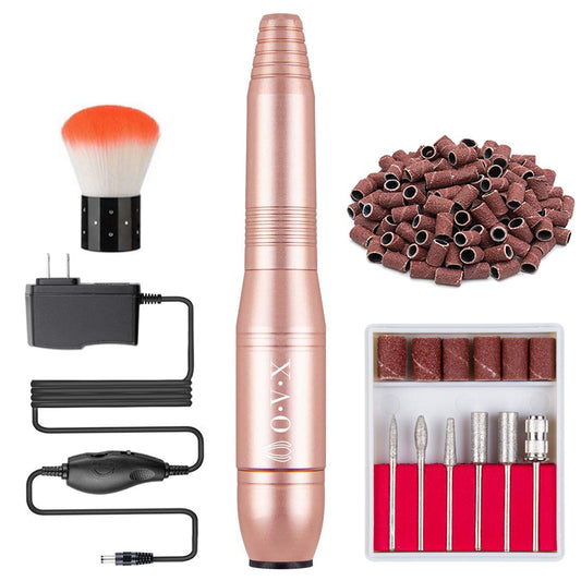 Portable Nail Drill Electric Nail File Professional 20000 RPM Manicure Pedicure Machine Nail File Drill Kit with Sanding Bands,Nail Drill Bits and Brushes for Acrylic Gel Nails(Gold)