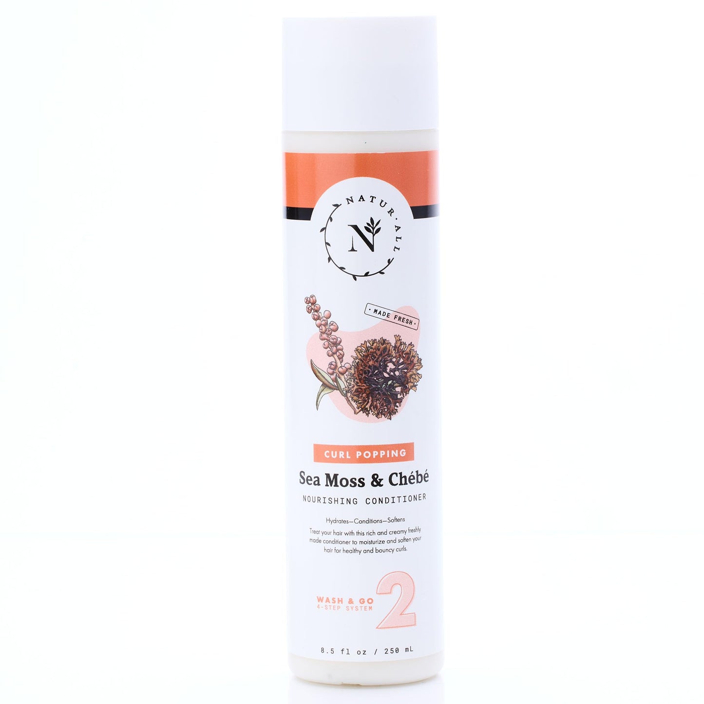 NaturAll Sea Moss & Chebe Anti Frizz Conditioner - Sulfate-Free Curl Hair Conditioner for Dry Hair - Detangles, Softens & Moisturizes Dry, Damaged Hair, Helps Reduce Breakage & Smooth Frizz (8.5 Oz)