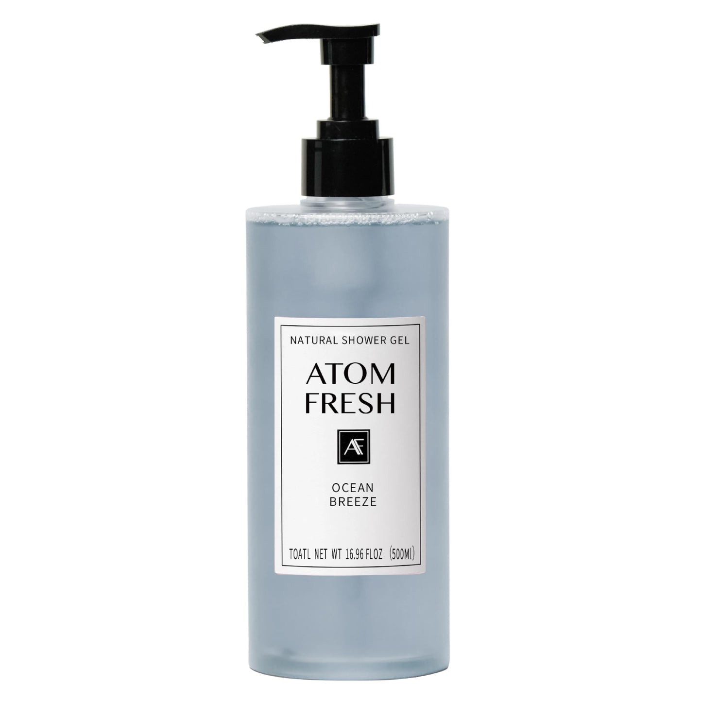 Atom Fresh Ocean Breeze Body Wash for Women, 16.94 fl oz Hydrating Shower Gel with Soapberry and Oat Extract, Daily Deep Cleansing for Sensitive Skin