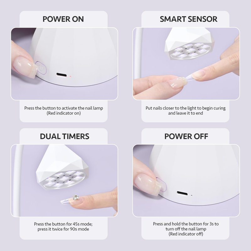 GAOY Omin-Cure Nail Lamp, Rechargeable UV Light for Gel Nails, Cordless, Salon Manicure and DIY at Home