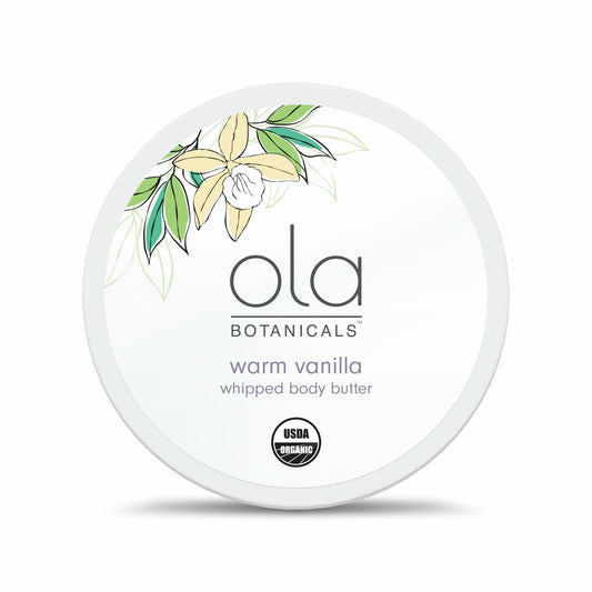Ola Botanicals Whipped Body Butter (4oz) Vanilla, USDA Certified Organic, Cruelty Free, Gluten Free, Soy Free, Dr. Mercola