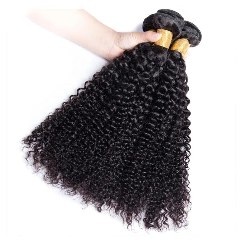 Kinky Curly Human Hair Bundles Afro Curly Bundles Human Hair Natural Black 12 14 16 Inch Quick Weave Unprocessed Remy Hair Extensions For Women Double Weft 300G