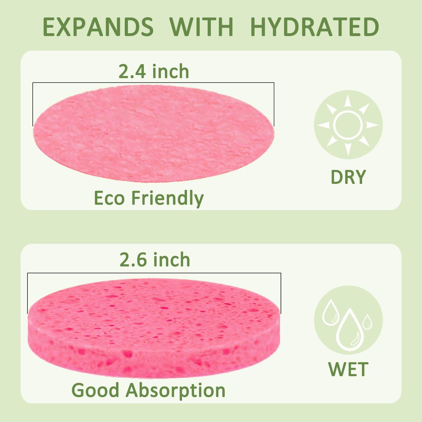 Beieverluck 300 Count Compressed Facial Sponges for Cleansing Natural Cellulose Disposable Face Sponge Spa Sponge for Face Cleansing Exfoliating Makeup or Mask Removal, Pink