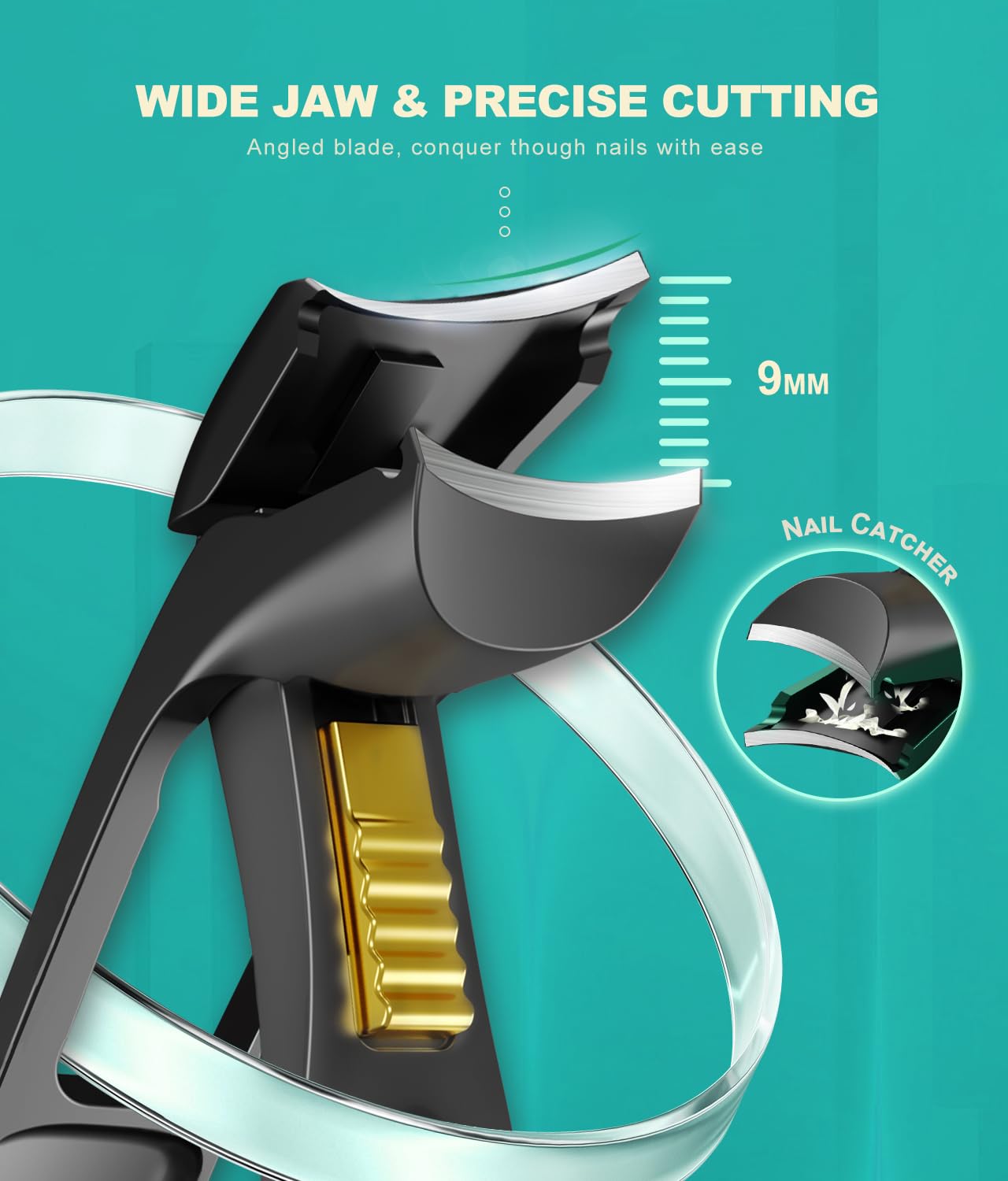 ILLFER Curved Toenail Clipper with Safety Lock – Heavy Duty Thick Nail Cutter for Ingrown & Hard Nails, Ergonomic Arched Design No Need to Bend, Wide Jaw Opening, Includes PU Leather Pouch for Travel