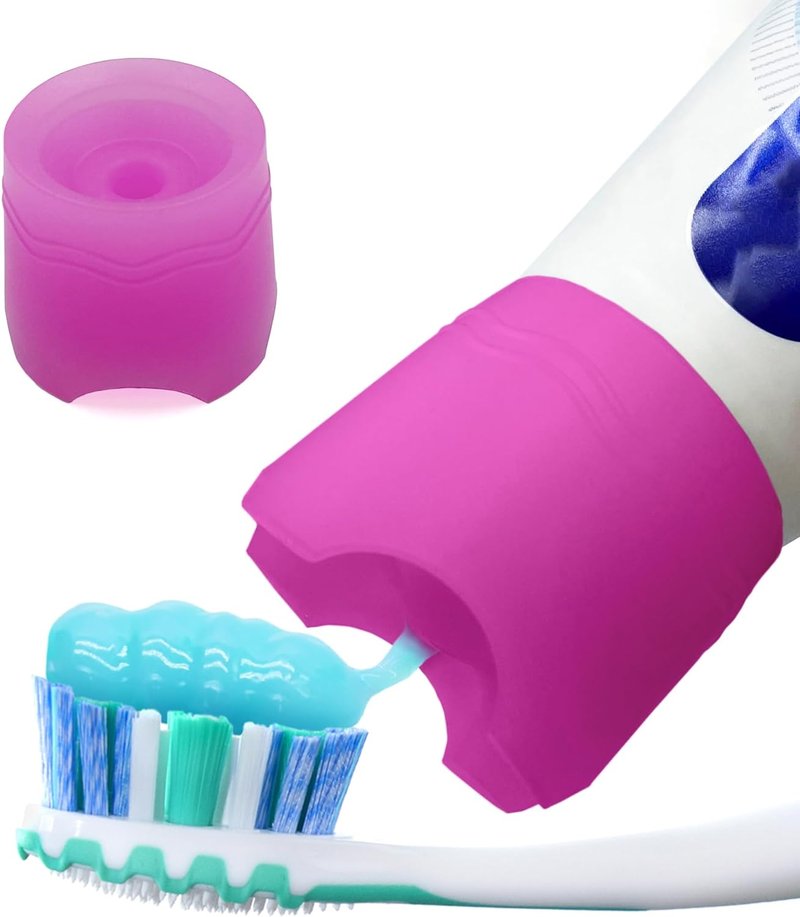 Chrome Cherry | Self-Closing Toothpaste Caps - No Mess Silicone Dispenser for Kids & Adults, Pink, Pack of 1