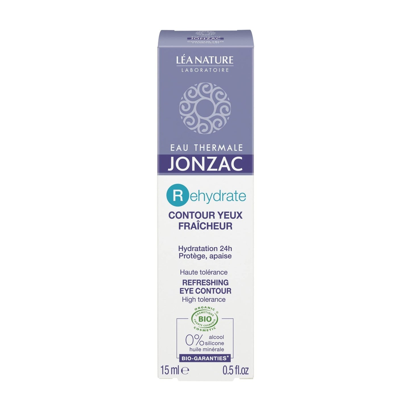 Eau Thermale Jonzac Rehydrate Organic Refreshing Eye Contour Cream - Soothing Hydration with Hyaluronic Acid For Dark Circles -For Sensitive Skin 0.5 Fl Oz