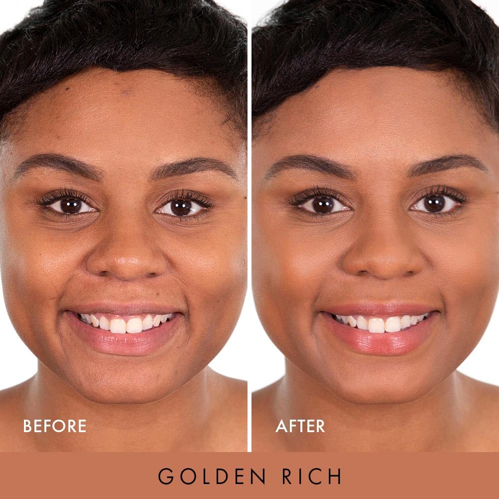 Wander Beauty Powder Foundation - Golden Rich | Blurs & Evens Skin Tone, Hydrating Formula - 0.31 oz