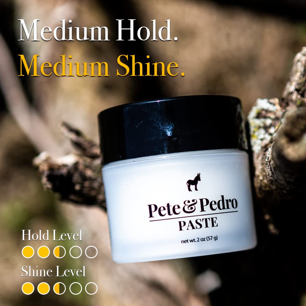 Pete & Pedro HAIR PASTE – Men’s Hair Paste with Medium Hold & Shine | Semi Matte Finish Texturizing Styling Cream For Men, Great For Mid Length & Longer Cuts | As Seen on Shark Tank, 2 oz.