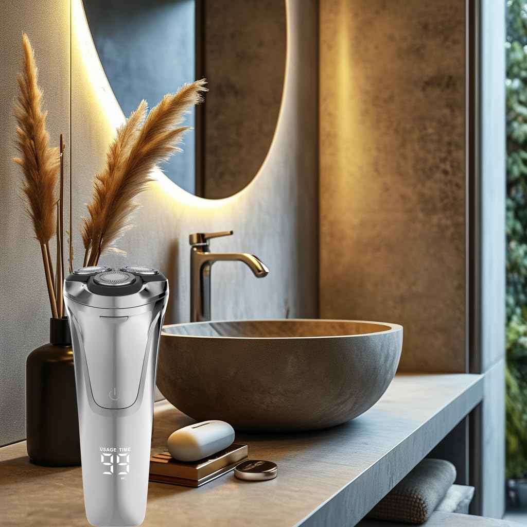 Electric Razor for Men, Rechargeable Electric Shaver for Men Face Waterproof Wet Dry Cordless Shavers with Pop Up Trimmer