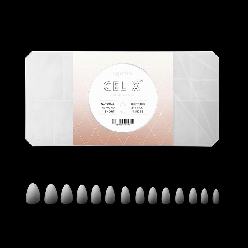 Apres Ombre Gel-X® Nail Tips - Premium Quality 210 Count in Natural Almond | 14 Sizes 00-9