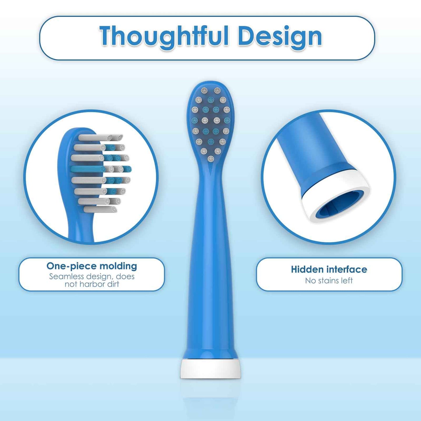 CHAIN PEAK Electric Toothbrush Heads for Kids 8620/8630 (Dark Blue 4 Pieces)