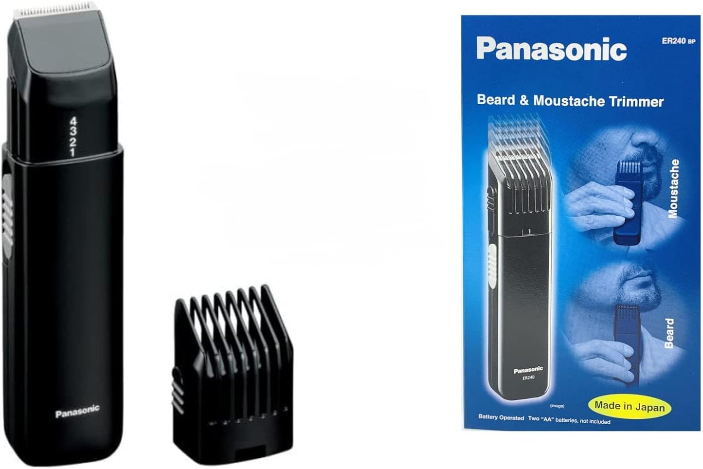 Beard & Mustache Trimmer - Panasonic ER240B for Precise Grooming | Cordless Design